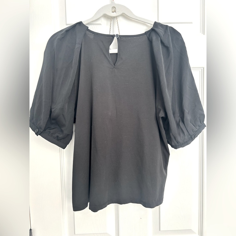Who What Wear Black Puff Sleeve Blouse - Picture 5 of 7
